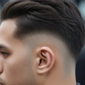 man with straight hair burst fade crop top style side profile
