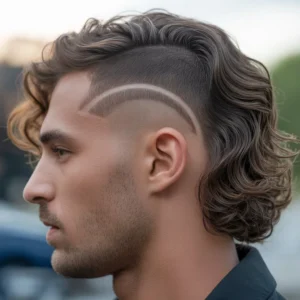 wavy burst fade mullet