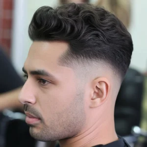 mid taper fade pompadour