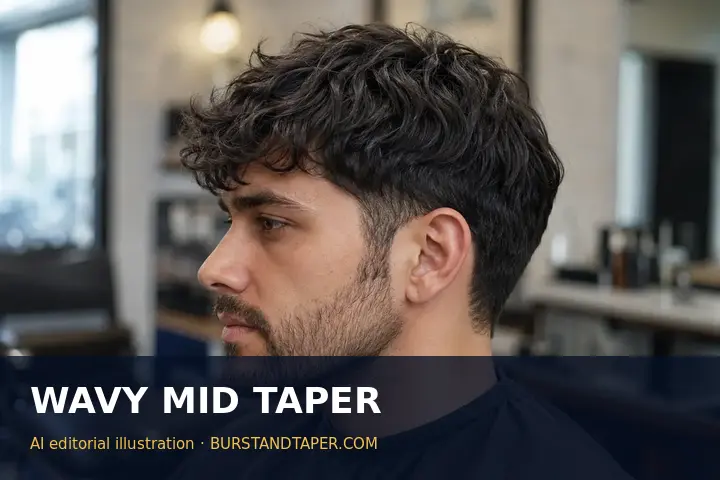 Wavy hair with a mid taper, AI-generated editorial illustration
