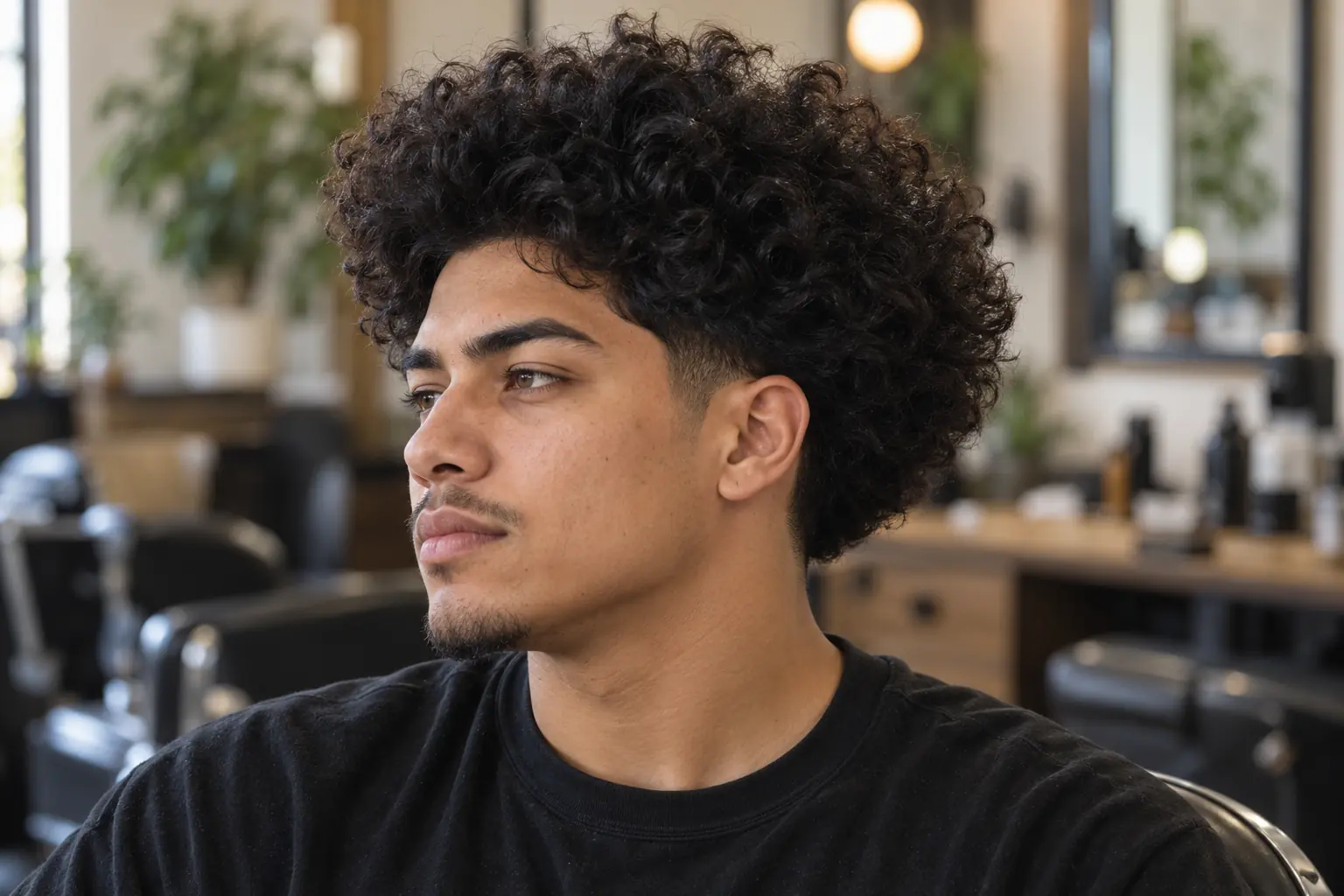 Blowout low taper on curly hair