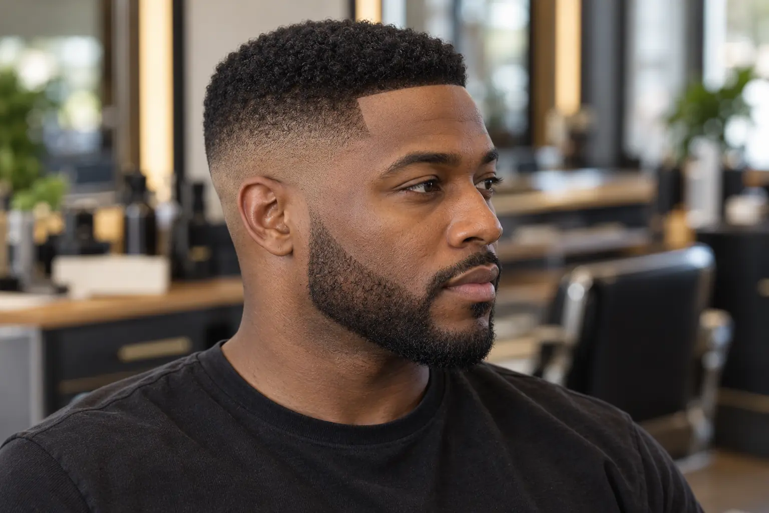 Boosie fade blended into a lined-up beard