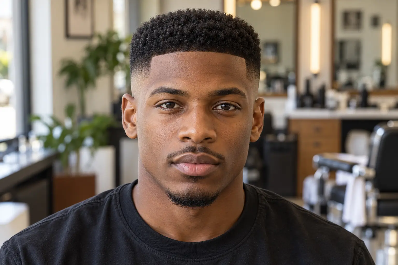 Front view of a Boosie fade with a sharp line-up