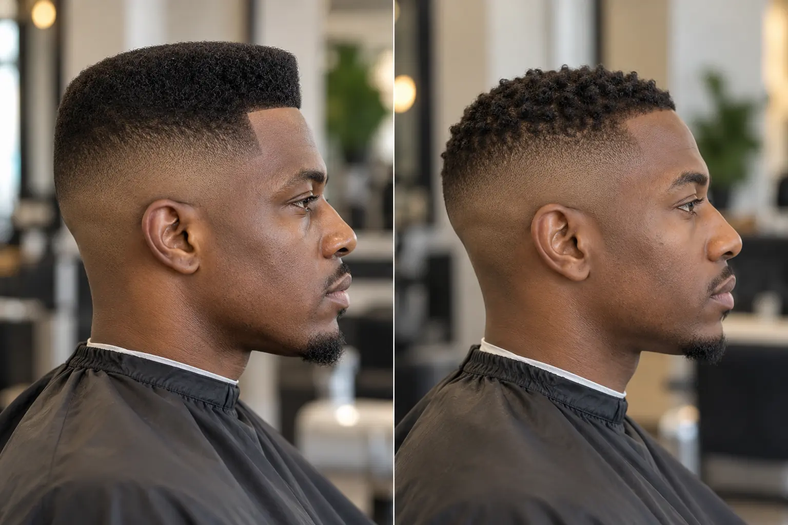 Boosie fade and a regular high fade side by side