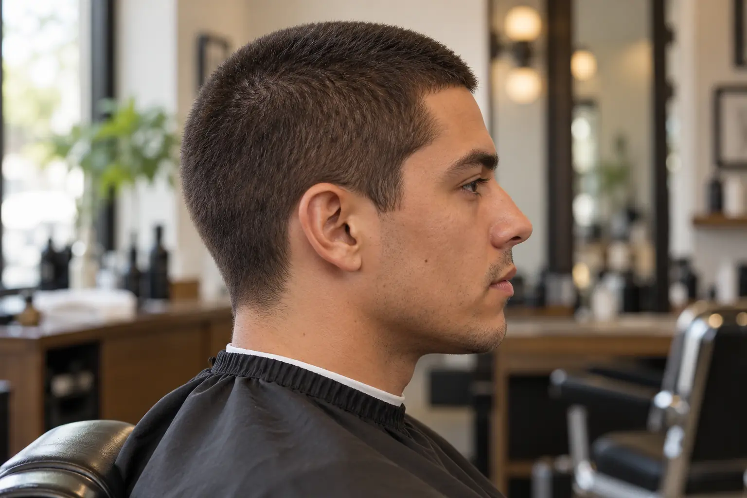 Number 2 buzz cut, about a quarter inch all over