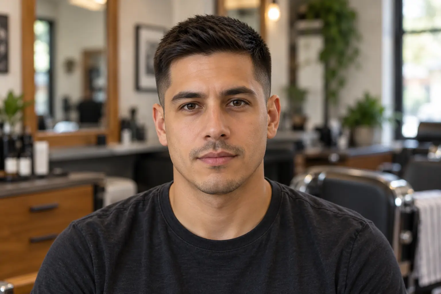 Front view of a classic crew cut