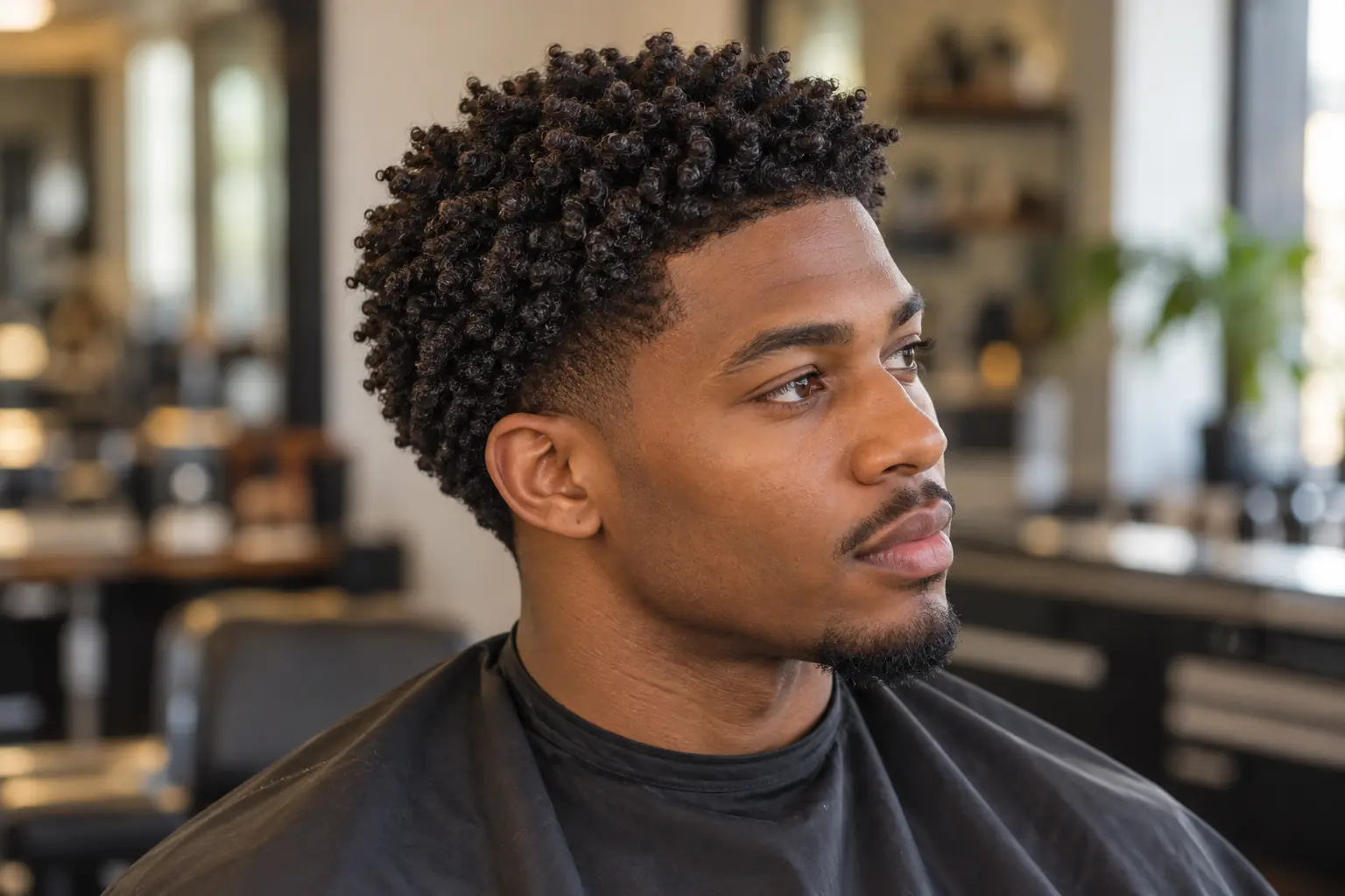 Low taper with sponge curls on top