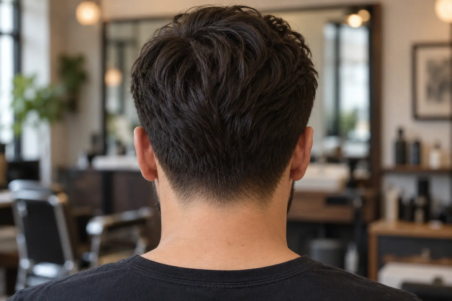 Back view of a taper fade showing a smooth tapered neckline