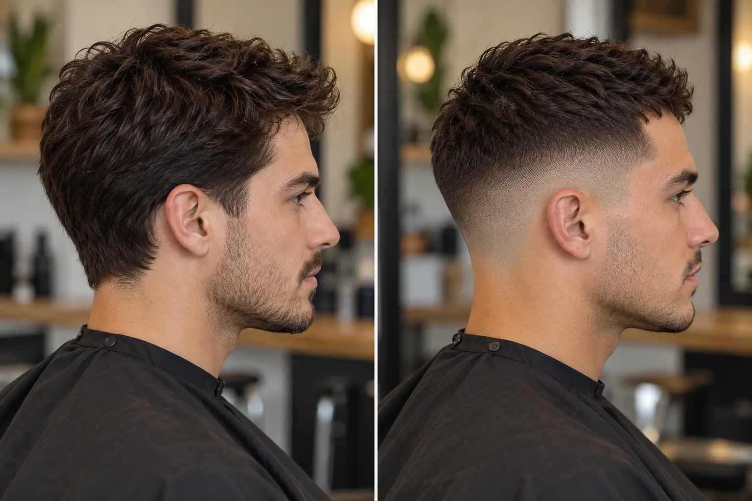 Side-by-side comparison of a low taper and a low fade