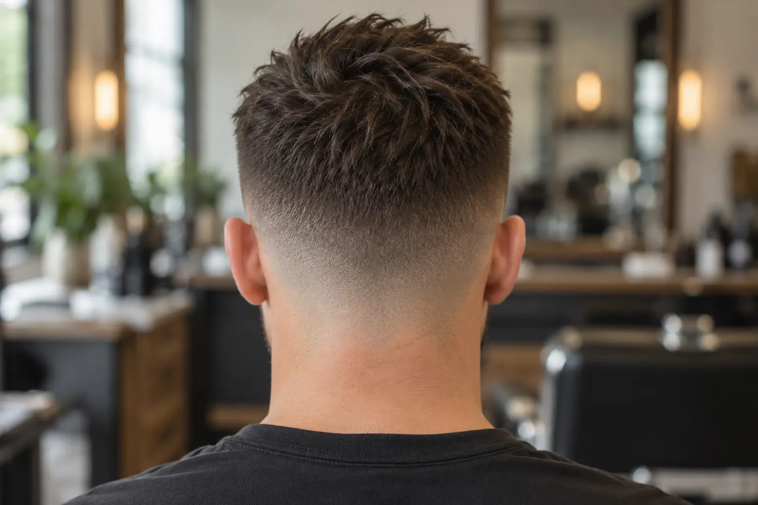 Back view of a textured crop with a mid fade