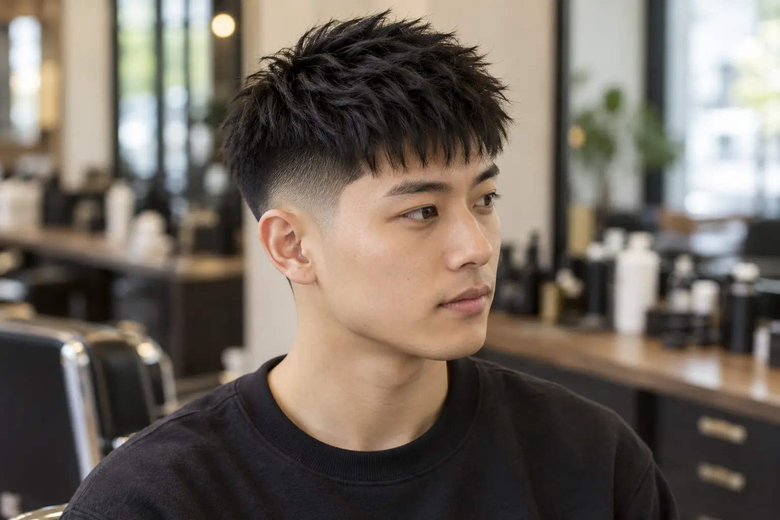 Textured crop on thick straight hair