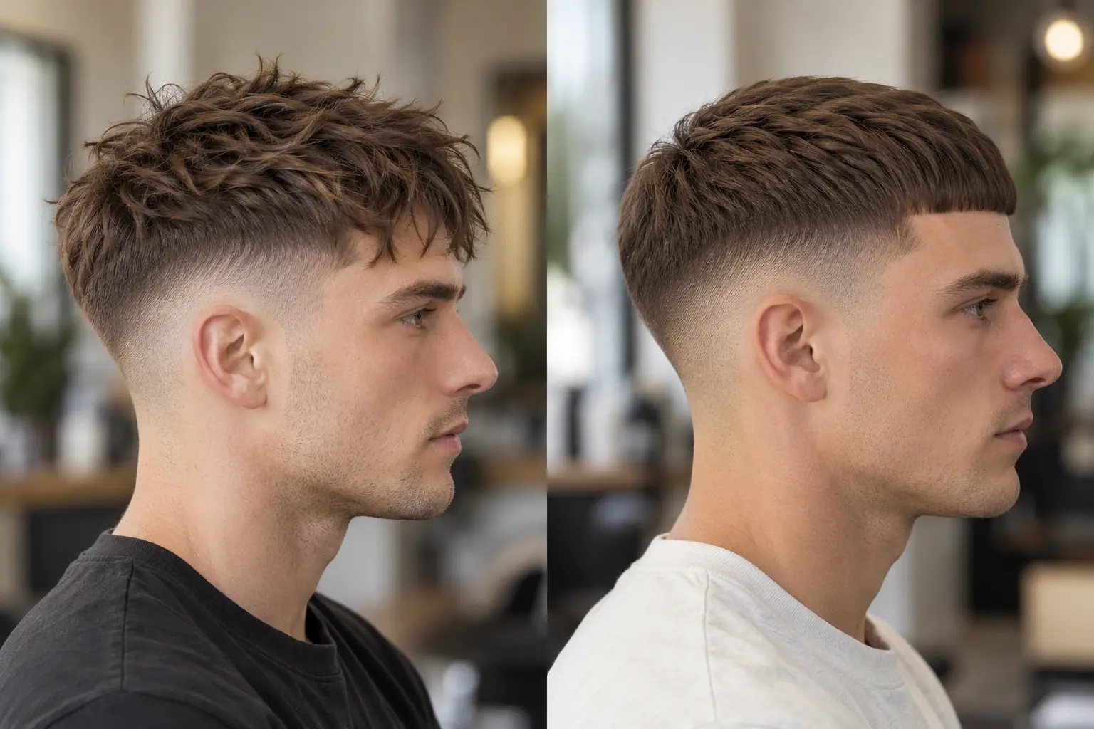 Textured crop and French crop side by side
