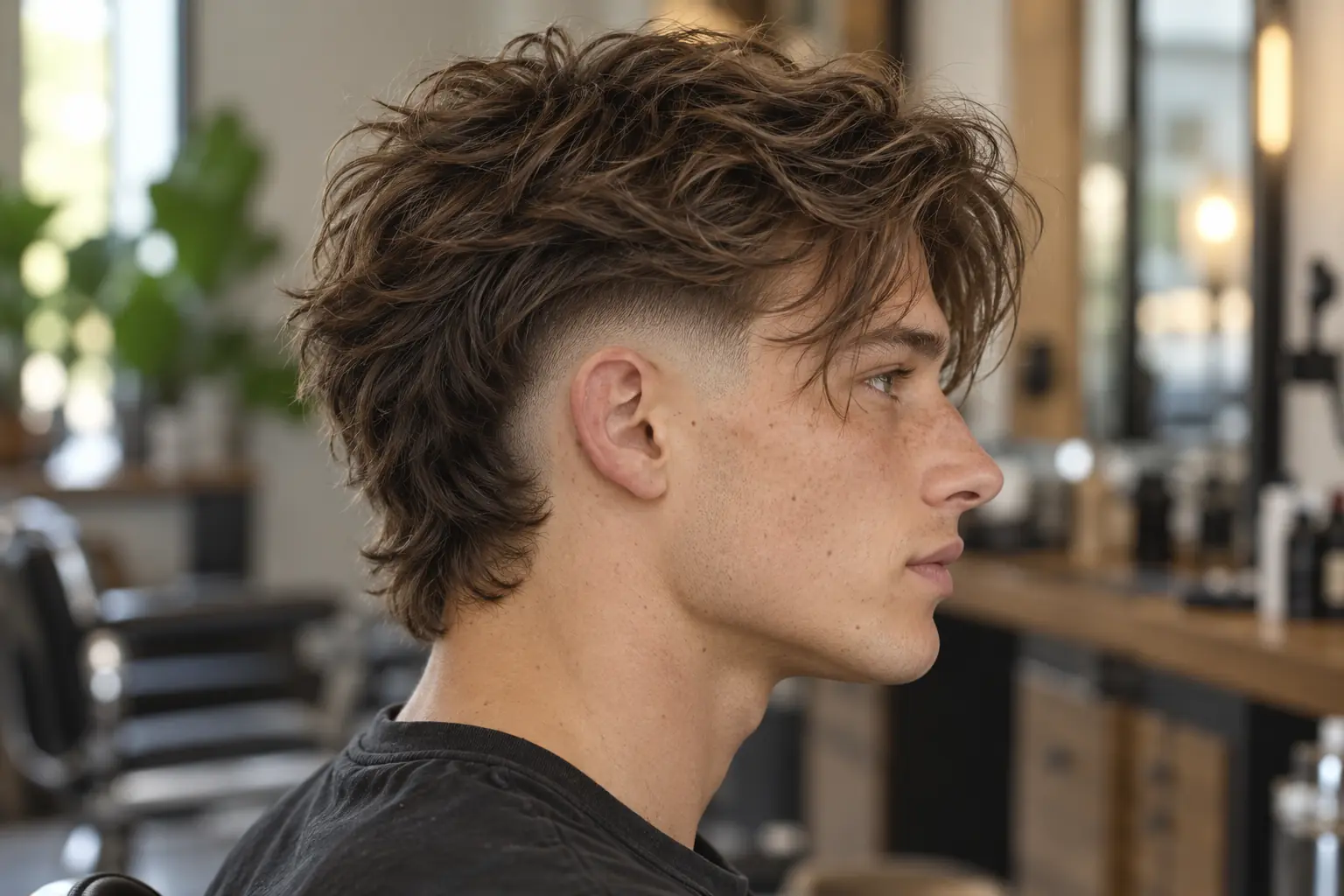 Warrior cut with a burst fade around the ear