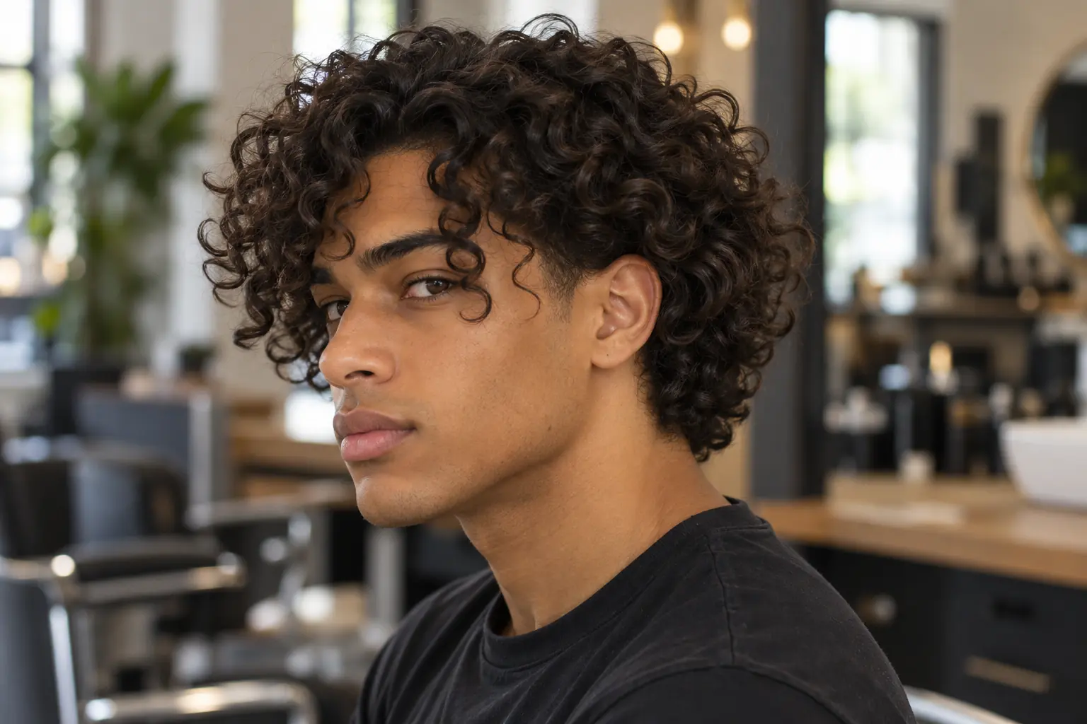 Curly warrior cut with a low taper