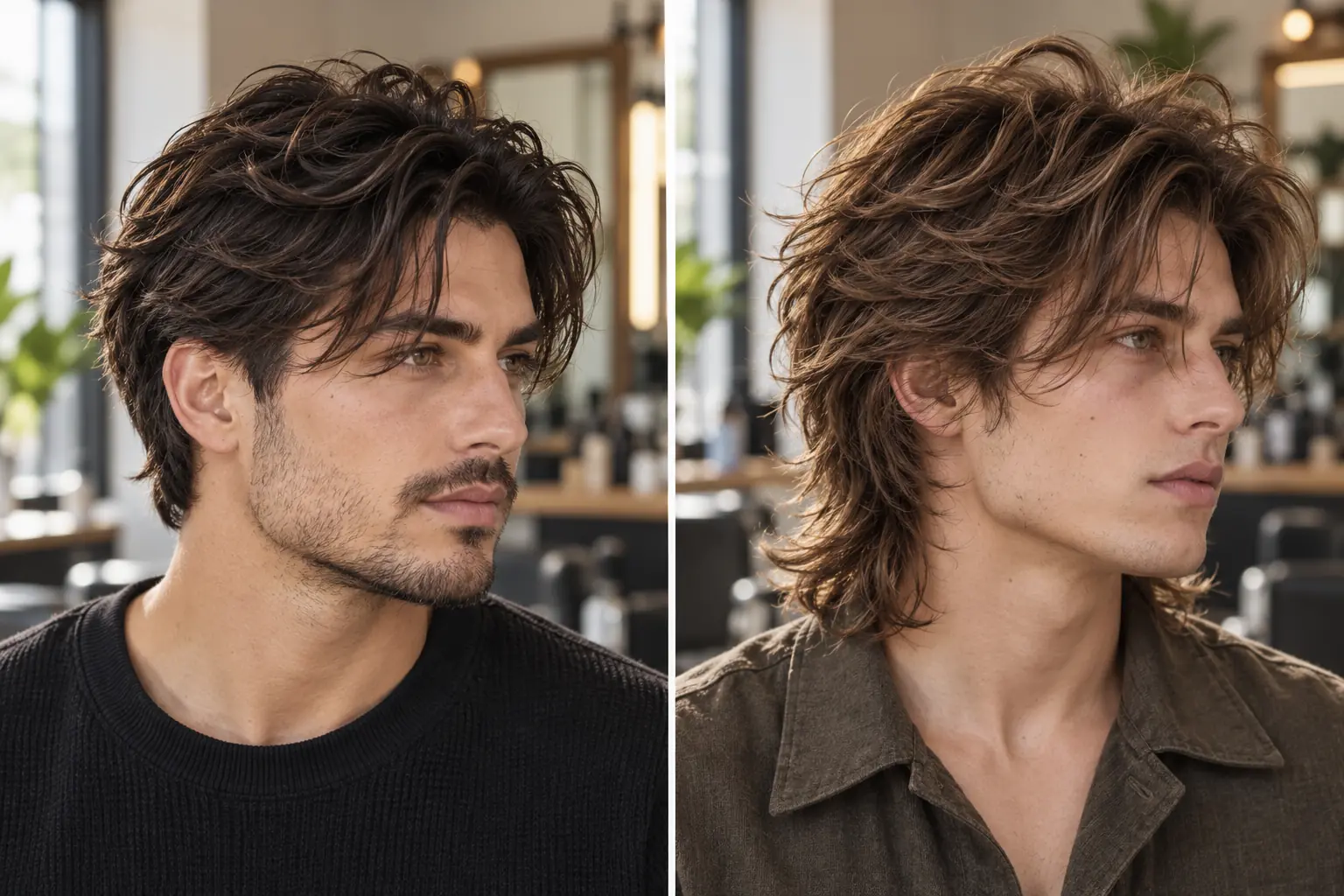 Warrior cut and wolf cut side by side